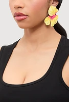 Womens Flower Statement Stud Earrings, Yellow