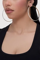 Womens Assorted Textured Hoop Earrings Set of 6, Gold