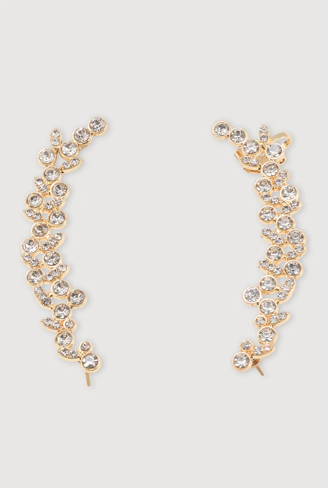 Womens Cubic Zirconia Ear Climber Earrings,