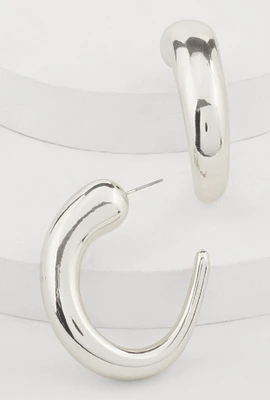 Womens Chunky Metallic Drop Earrings, Silver
