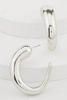 Womens Chunky Metallic Drop Earrings, Silver