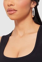 Womens Chunky Metallic Drop Earrings, Silver