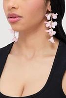 Womens Tulle Floral Drop Earrings, Pink