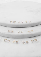 Womens Set Of 10 Cubic Zirconia Assorted Heart Stud Earrings, Gold