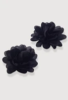 Womens Oversized Flower Statement Earrings, Black