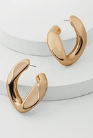 Womens Abstract Chunky Chain Hoop Earrings, Gold