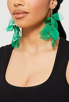 Womens Flower Petal Drop Earrings, Green