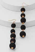 Womens Thread Wrapped Ball Drop Earrings, Black
