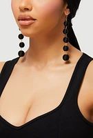 Womens Thread Wrapped Ball Drop Earrings, Black