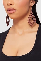 Womens Assorted Wooden Drop Earrings Set of 3, Brown