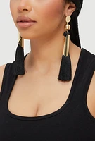 Womens Statement Tassel Earrings, Black