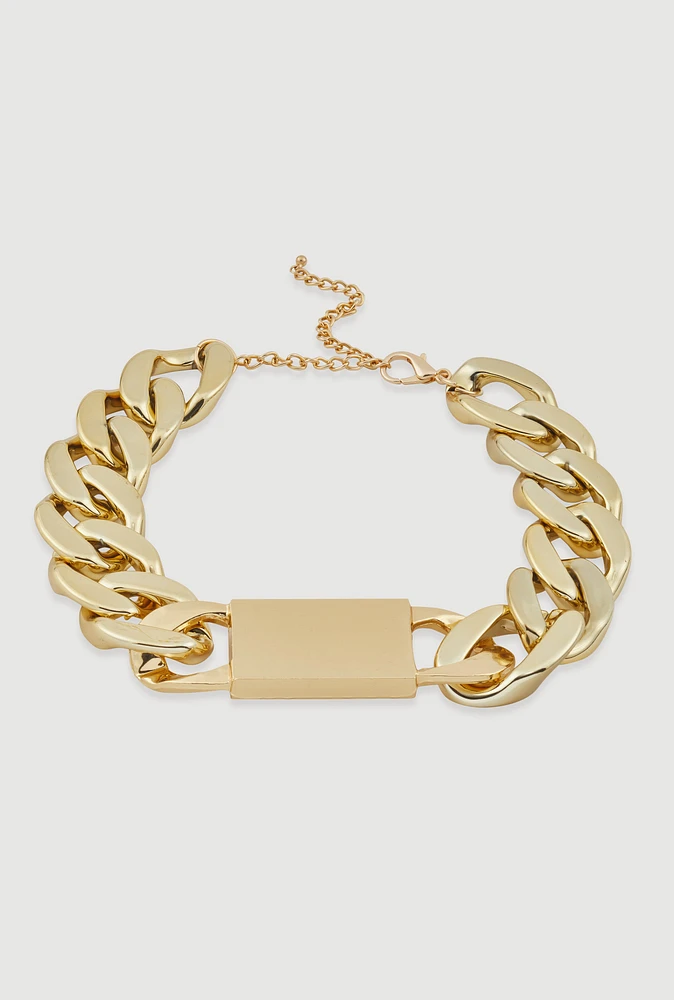 Womens Oversized Chunky Chain Necklace, Gold
