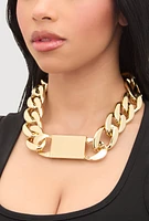 Womens Oversized Chunky Chain Necklace, Gold