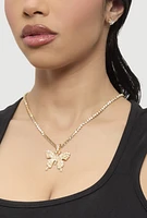 Womens Cubic Zirconia Butterfly Necklace and Stud Earrings