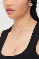 Womens Cut Out Heart Necklace and Stud Earrings,