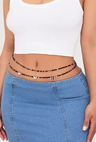 Womens Butterfly Beaded Belly Chain 2 Pack, Black