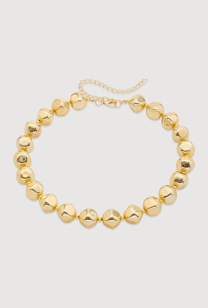 Womens Metallic Beaded Statement Necklace,