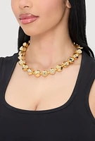 Womens Metallic Beaded Statement Necklace,