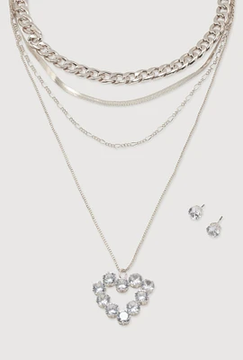 Womens Blessed Cubic Zirconia Layered Necklace, Silver