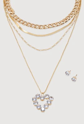 Womens Blessed Cubic Zirconia Layered Necklace, Gold