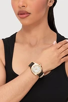 Womens Heart Bear Rhinestone Detail Analog Watch,