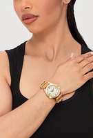 Womens Heart Bear Rhinestone Detail Analog Watch, Brown