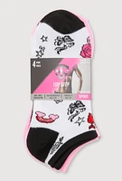 Womens Printed Pattern Socks 4 Pack Size 9-11, Multi