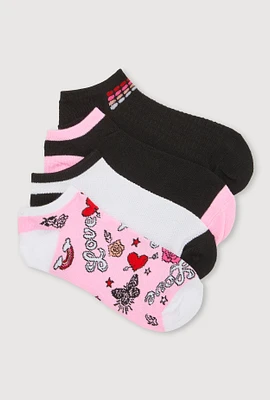 Womens Printed Pattern Socks 4 Pack Size 9-11, Multi, Size 9-11