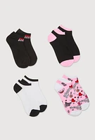 Womens Printed Pattern Socks 4 Pack Size 9-11, Multi, Size 9-11
