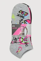 Womens Contrast Trim Ankle Socks 4 Pack Size 10-13, Multi, Size 10-13