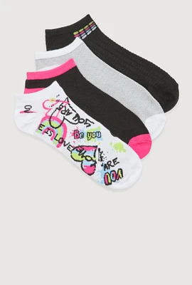 Womens Contrast Trim Ankle Socks 4 Pack Size 10-13, Multi, Size 10-13