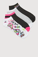 Womens Contrast Trim Ankle Socks 4 Pack Size 10-13, Multi, Size 10-13