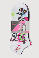 Womens Contrast Trim Ankle Socks 4 Pack Size 10-13, Multi, Size 10-13