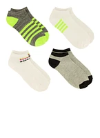 Womens Neon Stripe Assorted Socks 4 Pack, Multi, Size 9-11