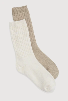 Womens Ribbed Cuff Slouch Boot Socks 2 Pack Size 4-10, Multi