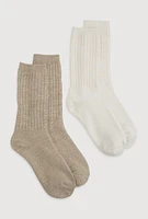 Womens Ribbed Cuff Slouch Boot Socks 2 Pack Size 4-10, Multi