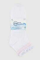 Womens Ribbed Knit Varsity Stripe Quarter Socks 6 Pack Size 4-10, White