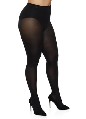 Womens Plus Size Basic Opaque Tights, Black