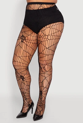 Womens Plus Size Assorted Pattern Fishnet Tights, Black