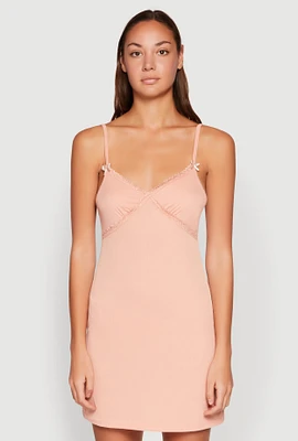 Womens Heart Lace Trim Cami Nightgown, M