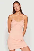 Womens Heart Lace Trim Cami Nightgown, Orange,