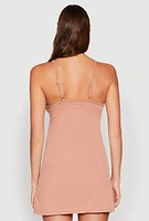 Womens Ribbed Knit Lace Detail Cami Nightgown,