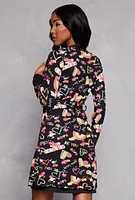 Womens Be You Beloved Graphic Cami Nightgown with Robe, Black, Size S