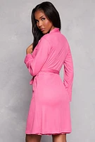 Womens Ribbed Cami Nightgown with Robe, Pink,