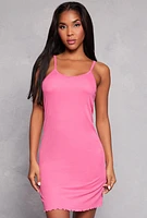 Womens Ribbed Cami Nightgown with Robe, Pink,