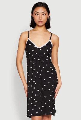 Womens Soft Knit Heart Print Cami Nightgown,
