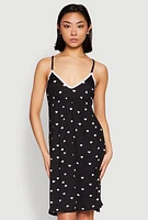 Womens Soft Knit Heart Print Cami Nightgown,