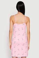 Womens Martini Print Cami Nightgown and Robe Set, Pink, Size XL