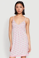 Womens Soft Knit Heart Graphic Print Cami Nightgown,