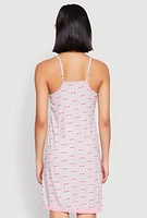 Womens Soft Knit Heart Graphic Print Cami Nightgown,